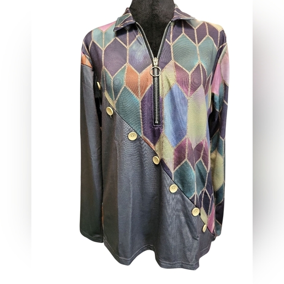 MISSLOOK Multicolor Patterned Top NWOT MED - Picture 3 of 10